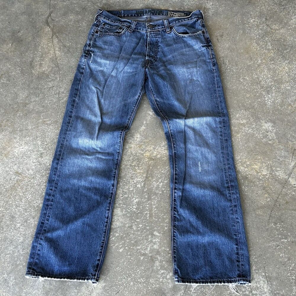 Vintage Hollister Hermosa Low Rise Boot Jeans Mens W34 L34 Dark Wash Fade